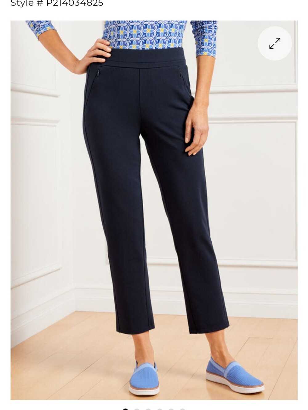 T By Talbots Navy Modal Blend Everyday Stretch Straight Leg Ankle Pants